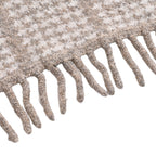 La Marey Super Soft Wool Blend Checkered Scarf with Tassel (180 X 30cm, One Size) - Beige
