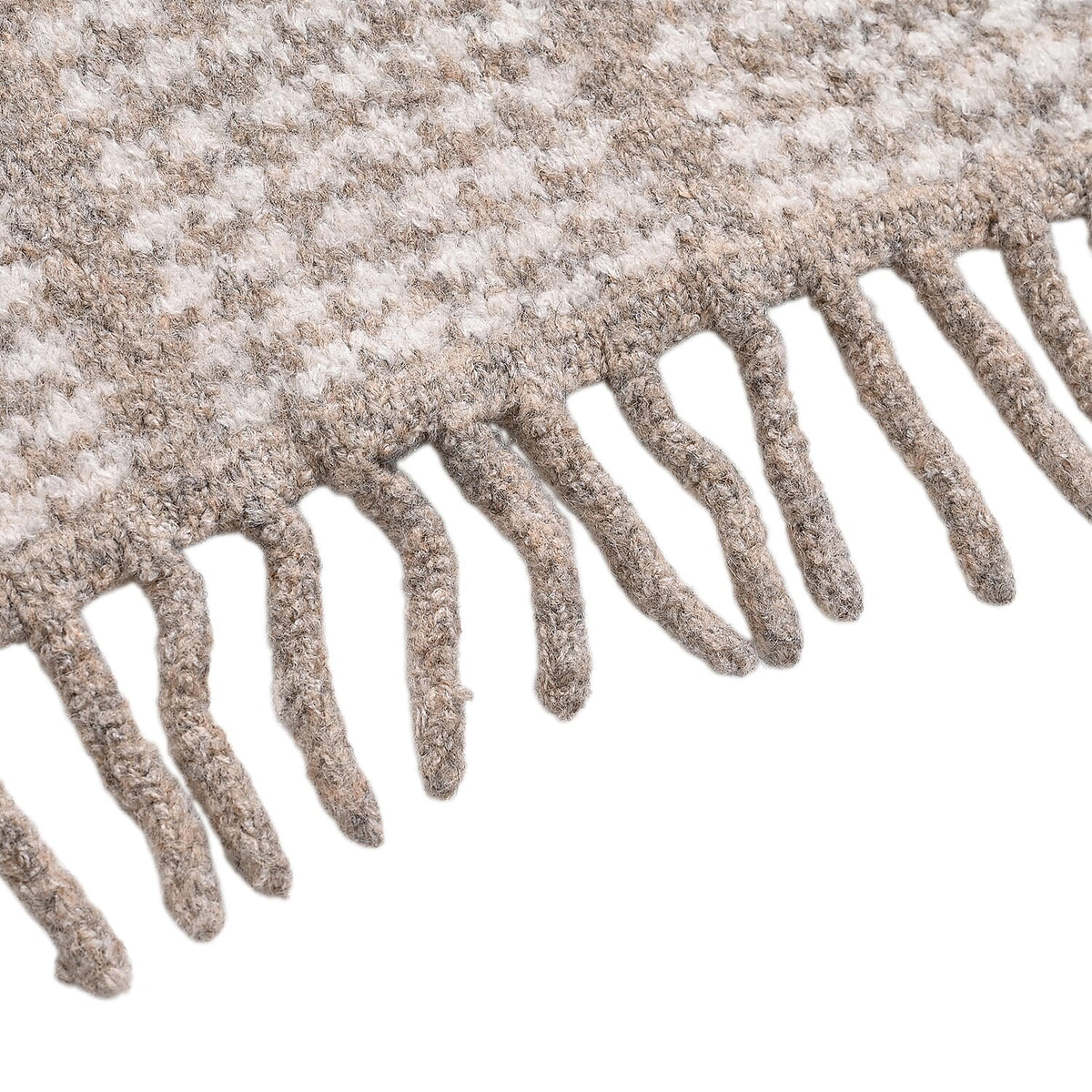 La Marey Super Soft  Checkered Scarf with Tassel (180 X 30cm, One Size) - OatMeal V32515989 7