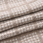 La Marey Super Soft Wool Blend Checkered Scarf with Tassel (180 X 30cm, One Size) - Beige