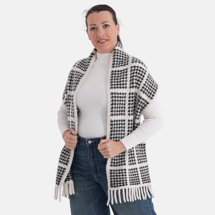 La Marey Super Soft Checkered Scarf with Tassel (180 X 30cm, One Size) - Burgundy 8357219 2