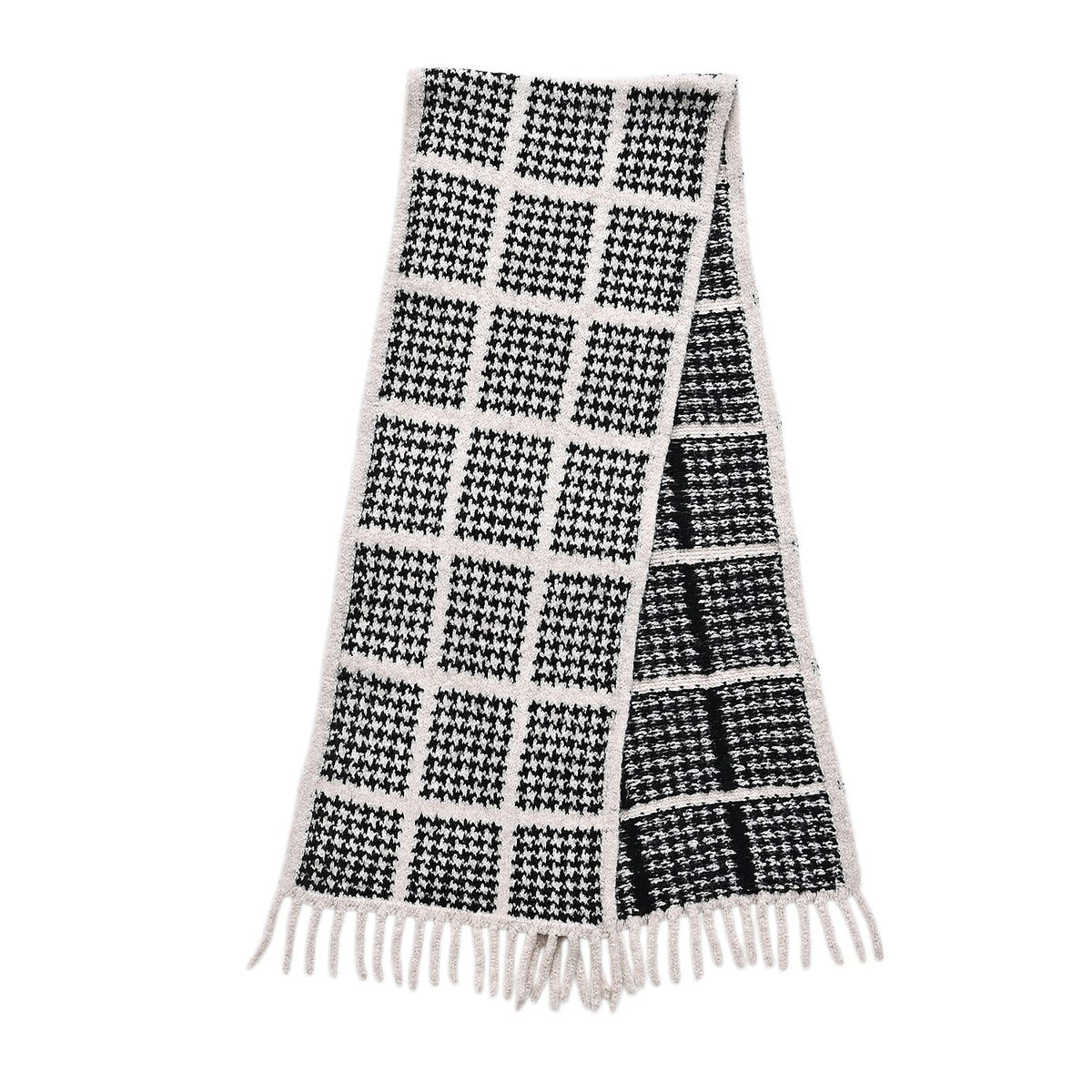 La Marey Super Soft Checkered Scarf with Tassel (180 X 30cm, One Size) - Black 8357217 6