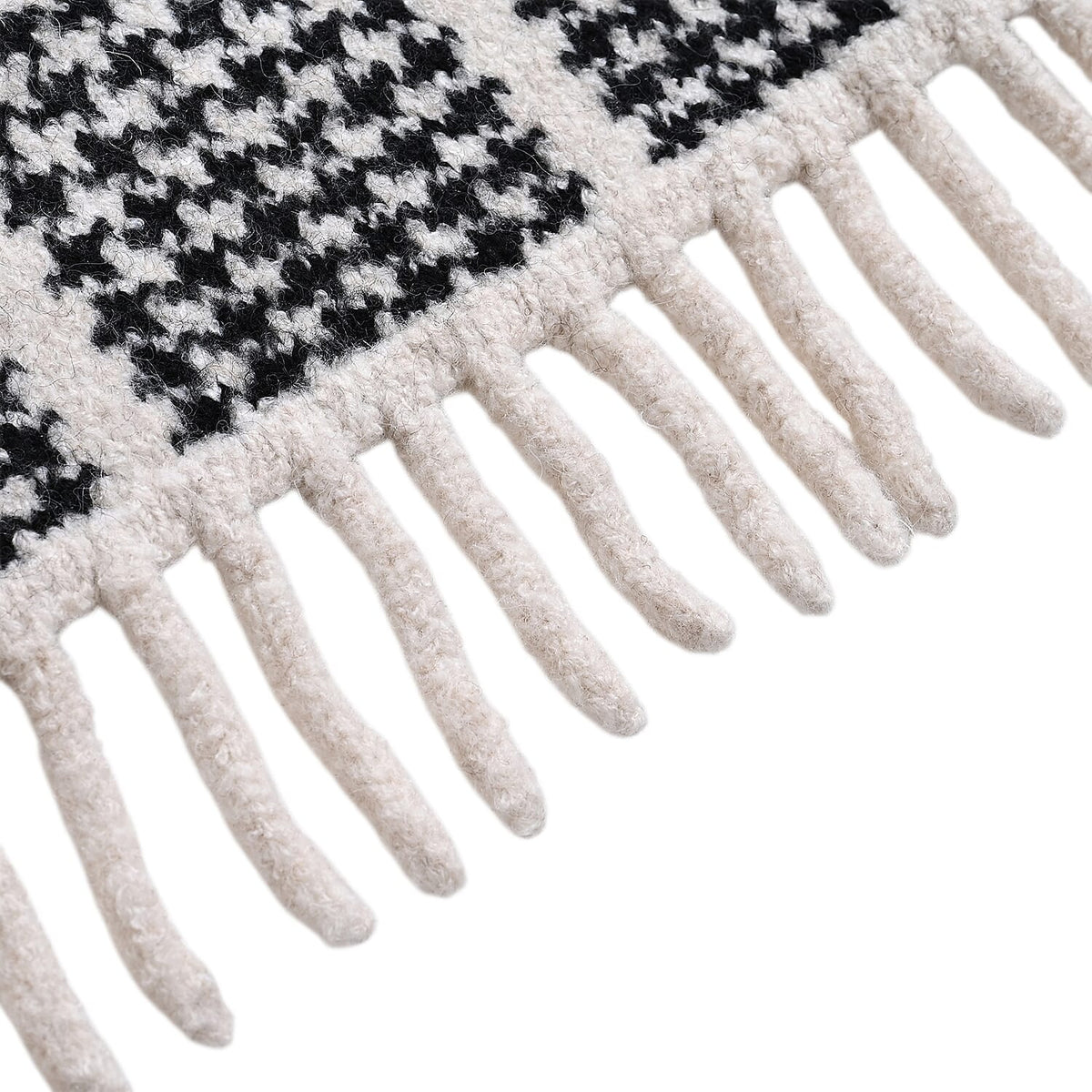La Marey Super Soft Checkered Scarf with Tassel (180 X 30cm, One Size) - Black 8357217 7