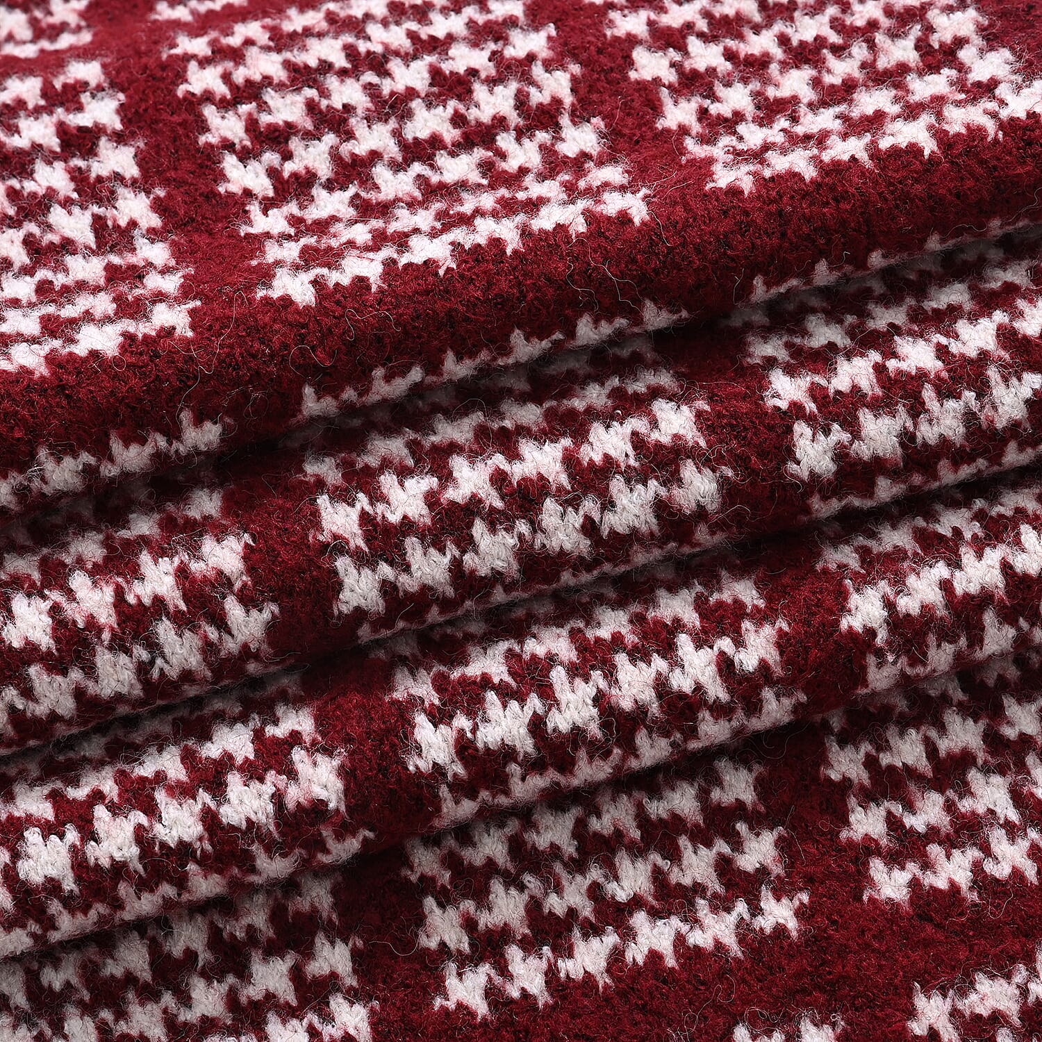 La Marey Super Soft Checkered Scarf with Tassel (180 X 30cm, One Size) - Burgundy 8357219 9