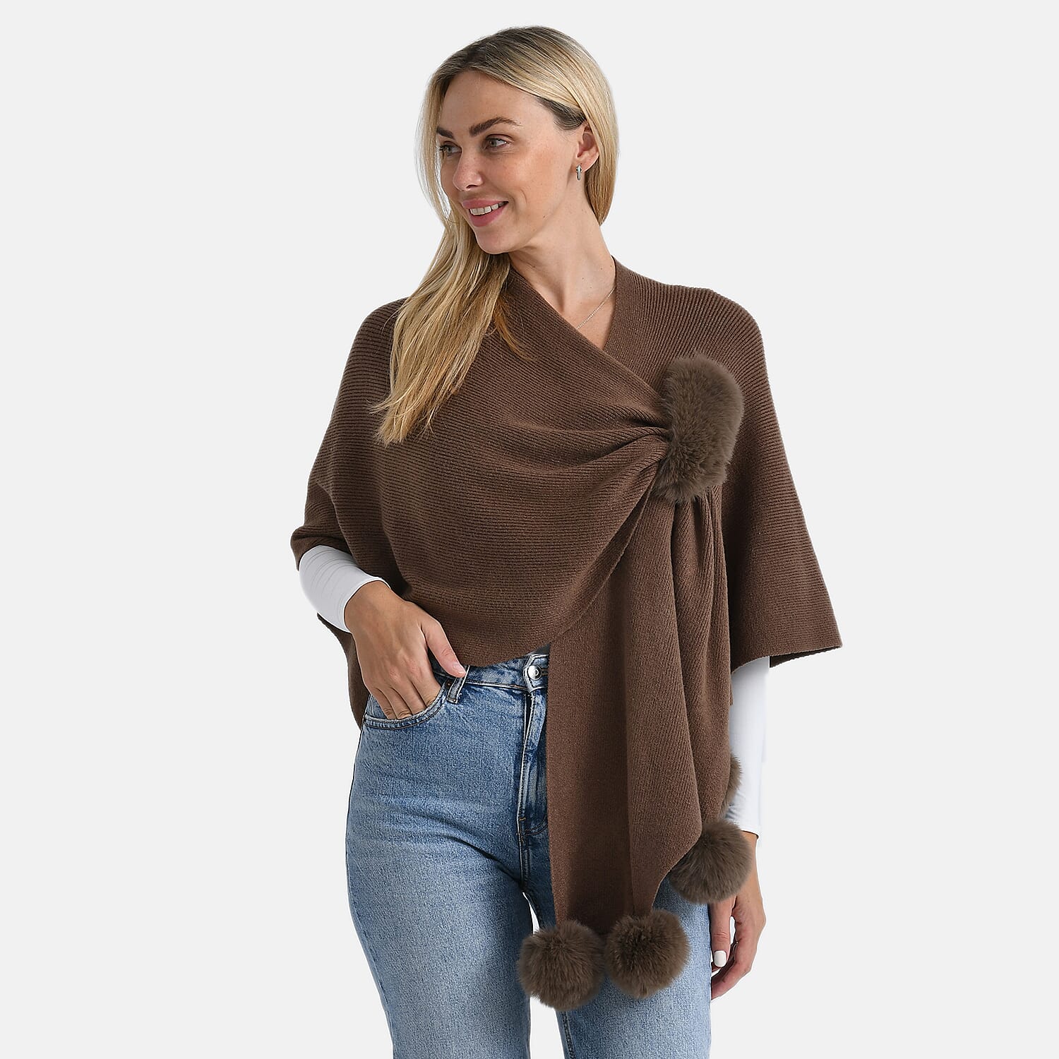 La Marey Super Soft Faux Fur Shawl (145 x 100cm) - Brown 8231936 0