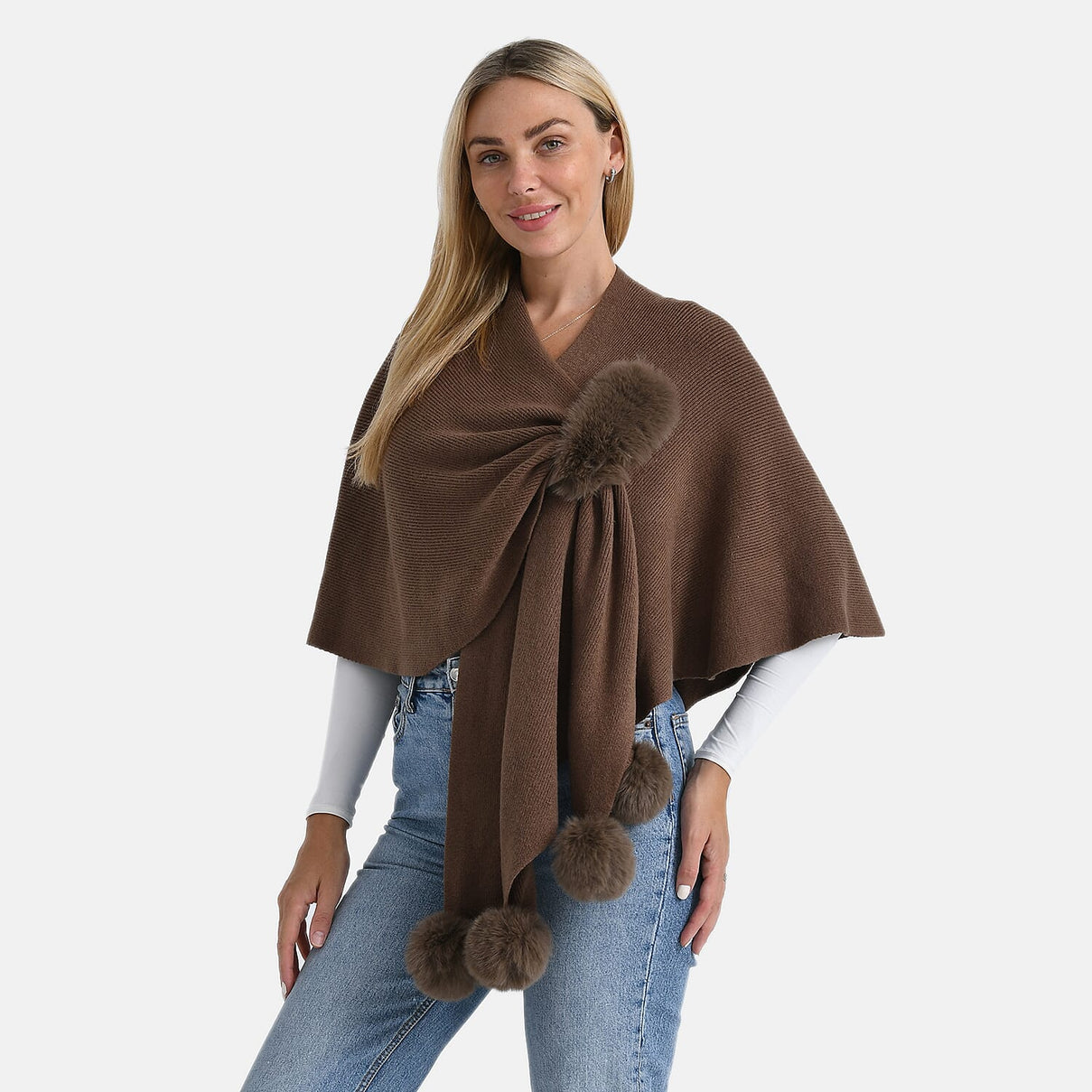 La Marey Super Soft Faux Fur Shawl (145 x 100cm) - Brown 8231936 3
