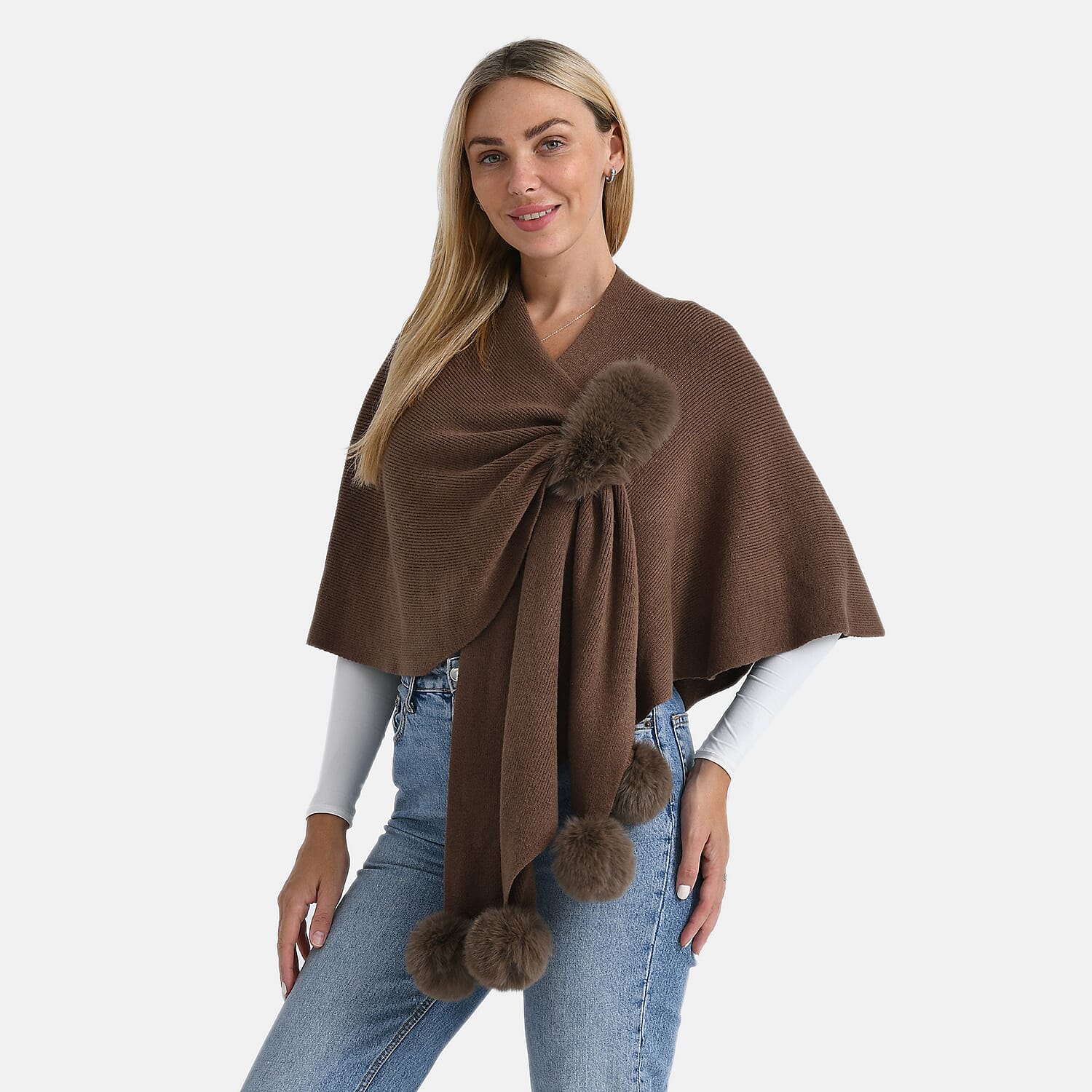 La Marey Super Soft Faux Fur Shawl (145 x 100cm) - Brown 8231936 3