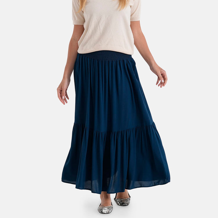 La Marey Smocked Waist Tiered Maxi Skirt (One Size, 10-22) - Dark Teal 8481515 1