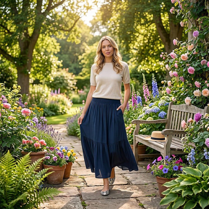 La Marey Smocked Waist Tiered Maxi Skirt (One Size, 10-22) - Dark Teal 8481515 2