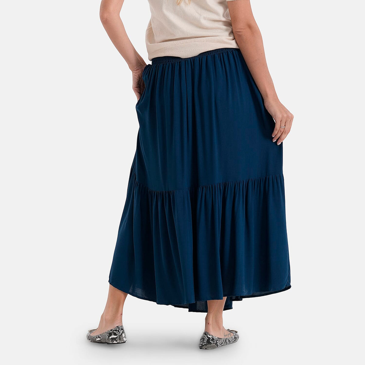 La Marey Smocked Waist Tiered Maxi Skirt (One Size, 10-22) - Dark Teal V32516515 3