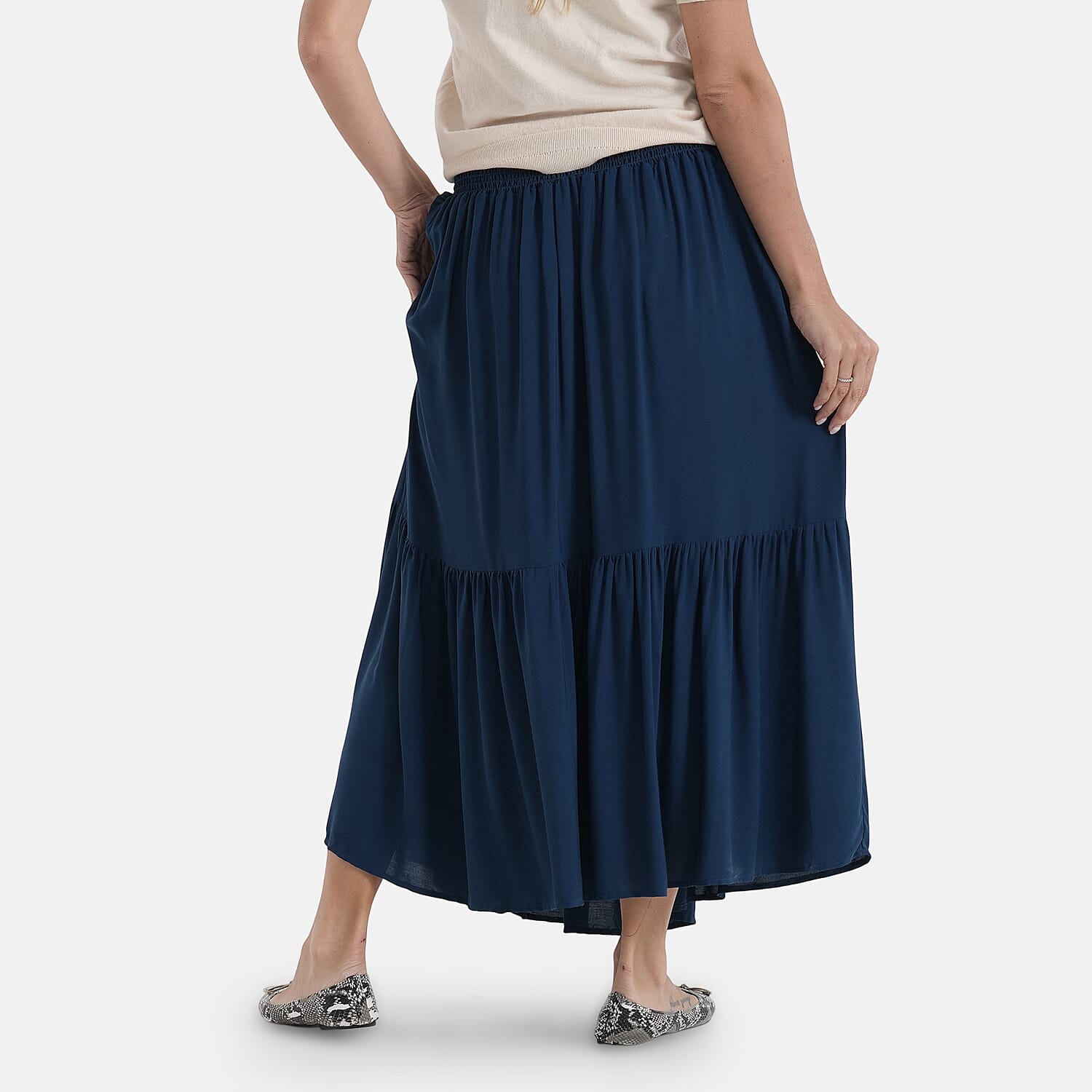 La Marey Smocked Waist Tiered Maxi Skirt (One Size, 10-22) - Dark Teal V32516515 3