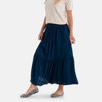 La Marey Smocked Waist Tiered Maxi Skirt (One Size, 10-22) - Blue