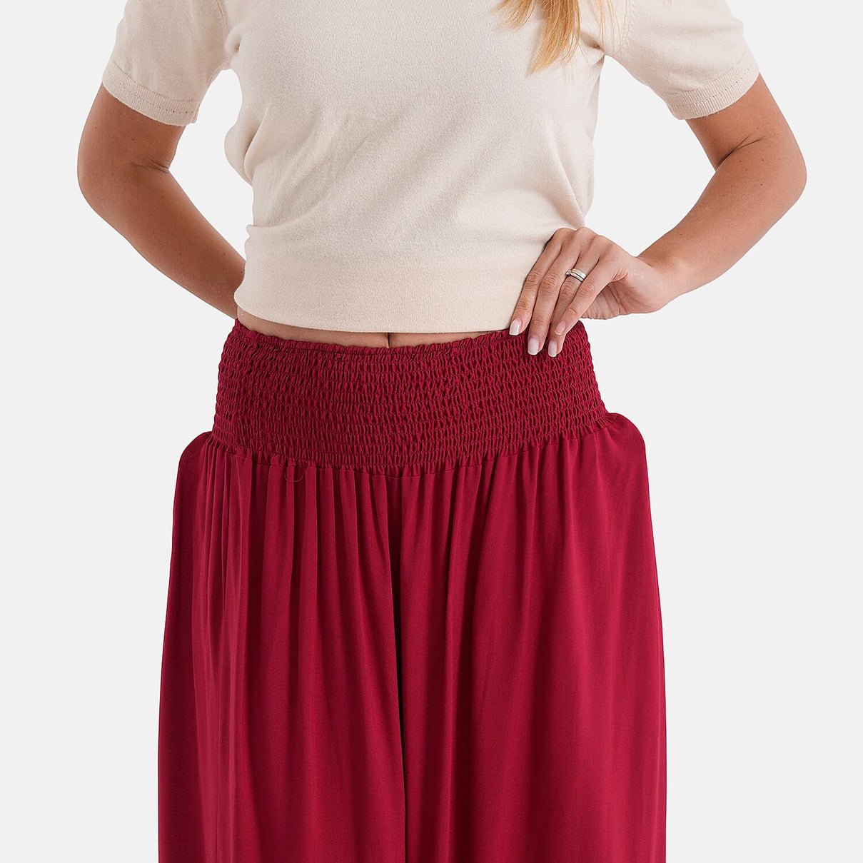 La Marey Smocked Waist Tiered Maxi Skirt (One Size, 10-22) - Red V32520932 5