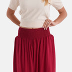 La Marey Smocked Waist Tiered Maxi Skirt (One Size, 10-22) - Red
