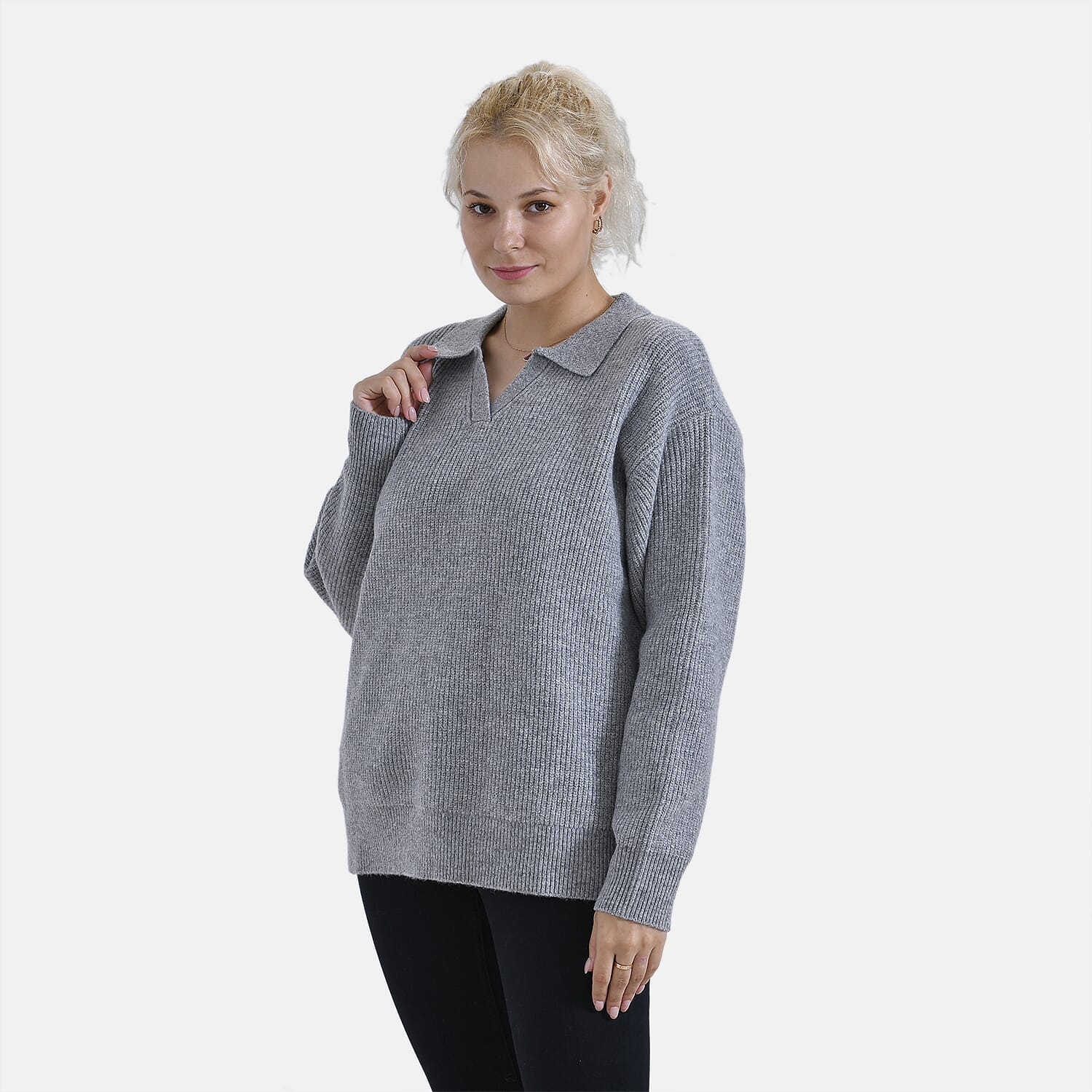 La Marey V-Neck polo Jumper (Size 16 to 18) - Grey V32362948 3