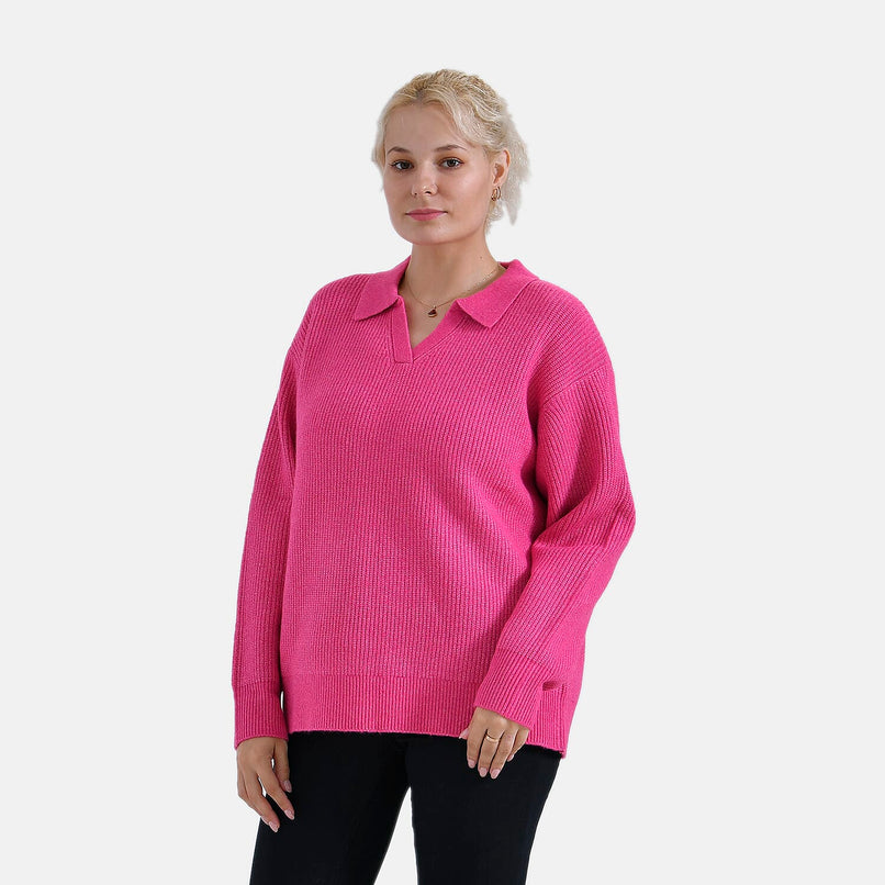 La Marey V-Neck Polo Jumper (Size 16 to 18) - Pink