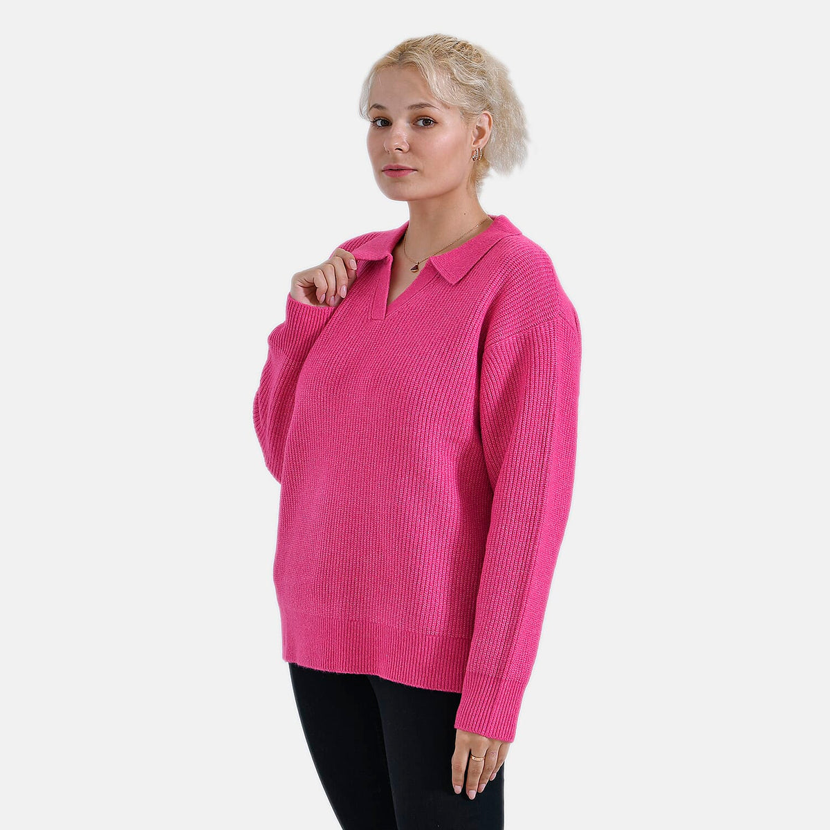 La Marey V-Neck Polo Jumper (Size 16 to 18) - Pink 7855732 3