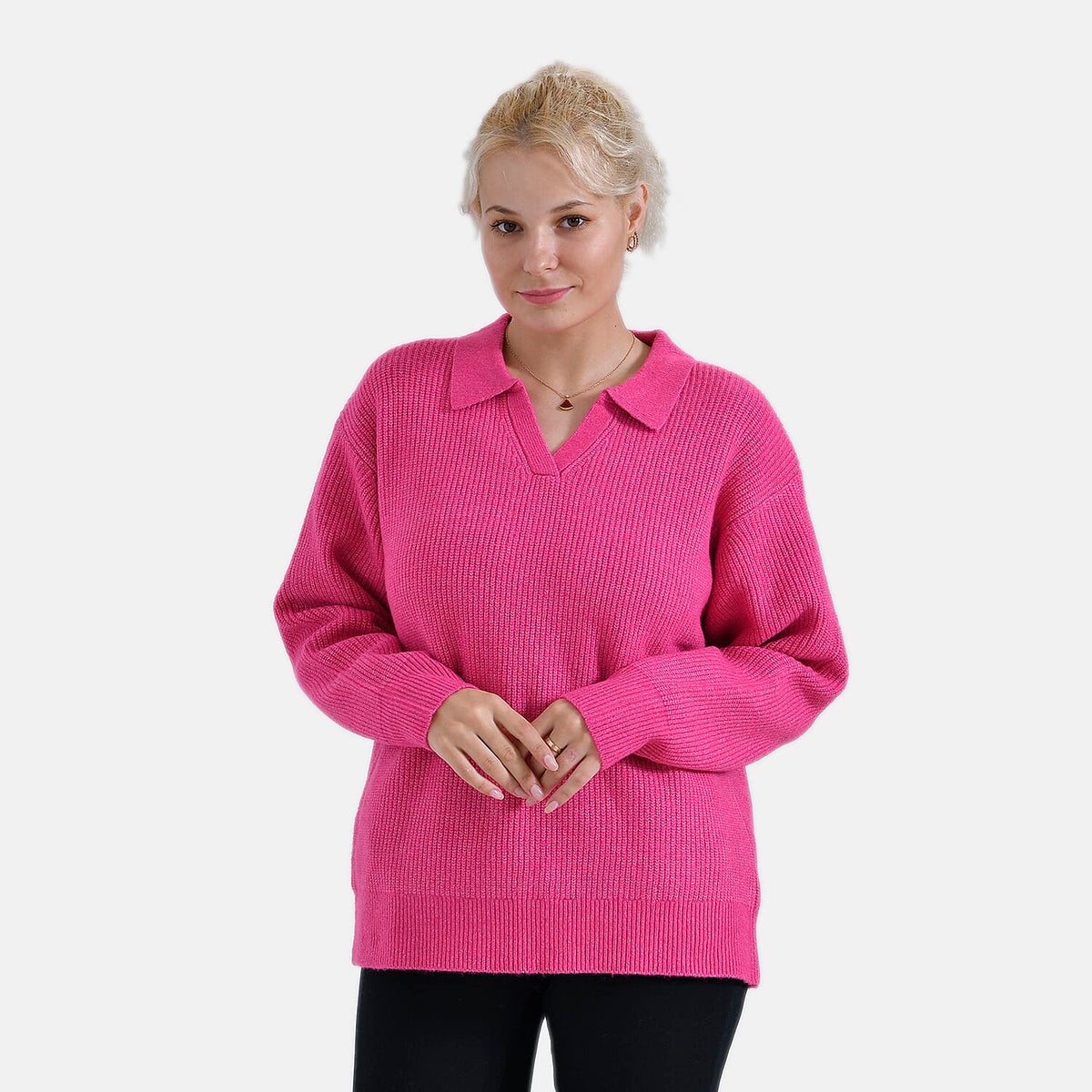 La Marey V-Neck Polo Jumper (Size 16 to 18) - Pink 7855732 4