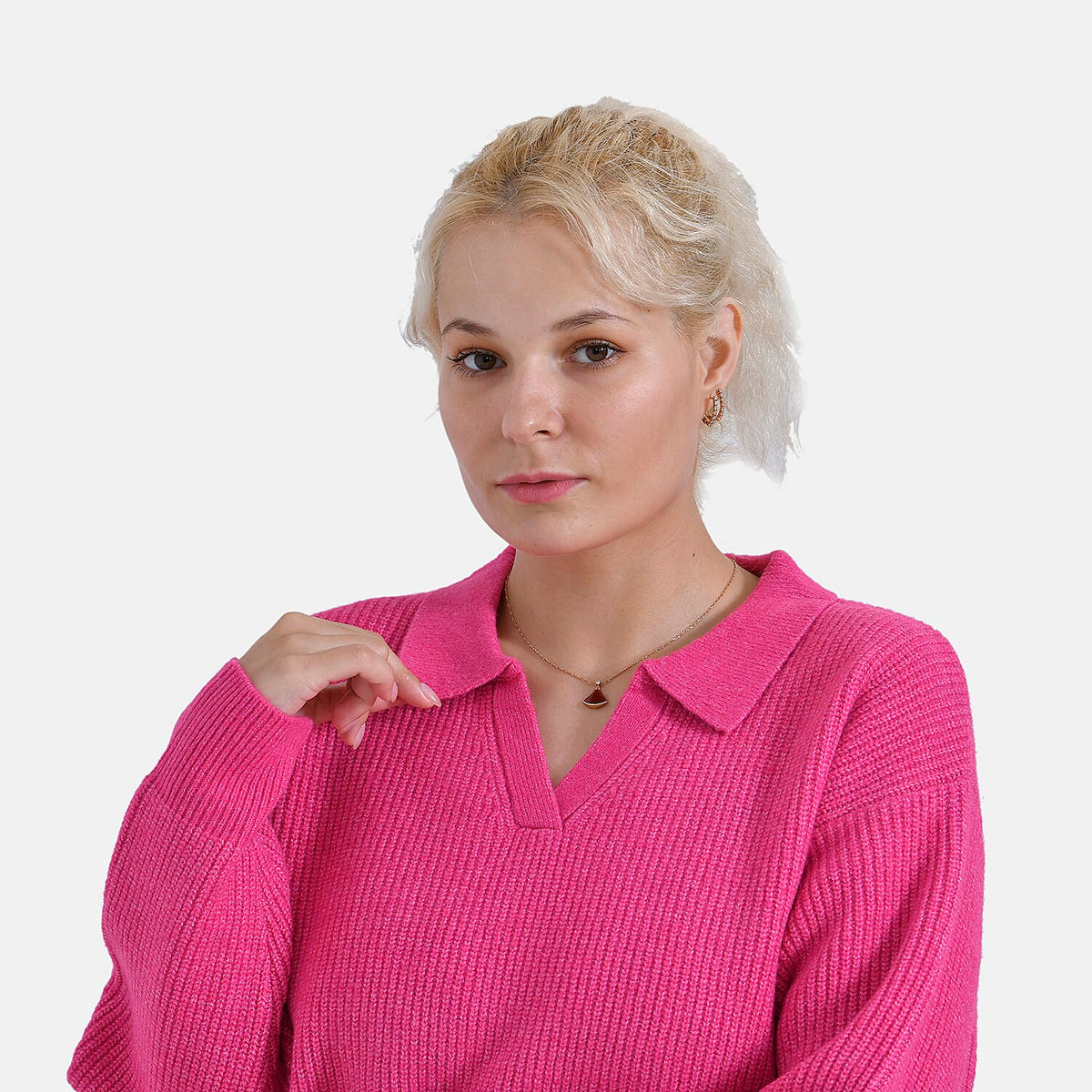 La Marey V-Neck Polo Jumper (Size 16 to 18) - Pink 7855732 5
