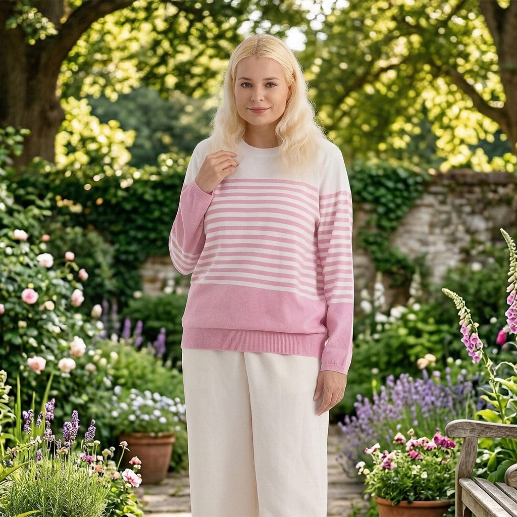 La Marey Soft Striped Jumper (Size 16 to 18) - Pink