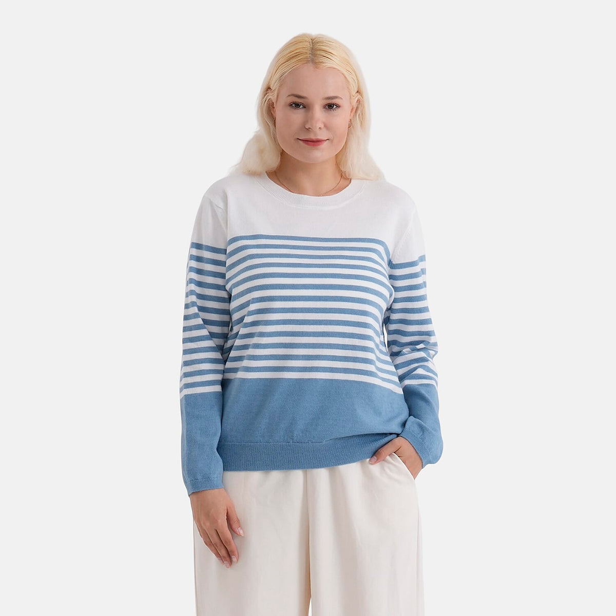 La Marey Soft Striped Jumper (Size 8 to 10) - Blue &amp; White V32606040 0
