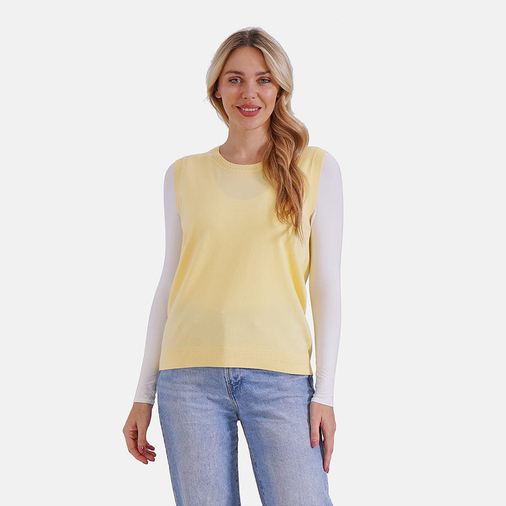 La Marey Casual Round Neck Knitted Vest (Size L) - Yellow 7999374 1