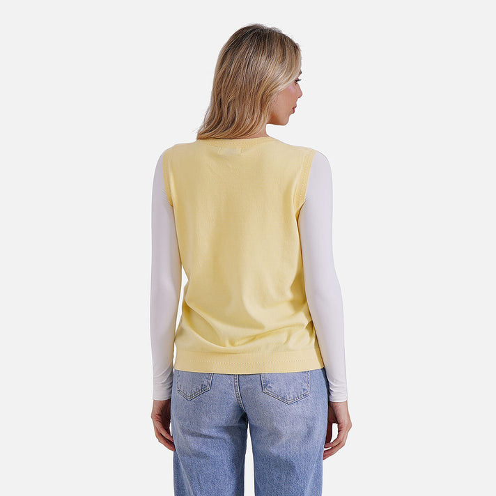 La Marey Casual Round Neck Knitted Vest (Size L) - Yellow 7999374 2