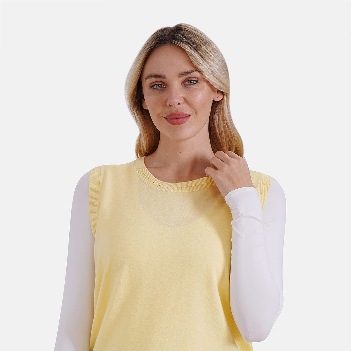 La Marey Casual Round Neck Knitted Vest (Size XL) - Yellow 7999382 5