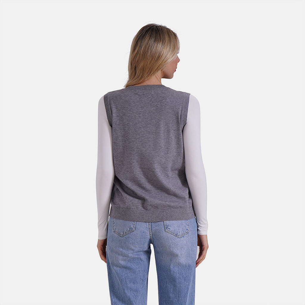 La Marey Casual Round Neck Knitted Vest (Size XXL) - Gray