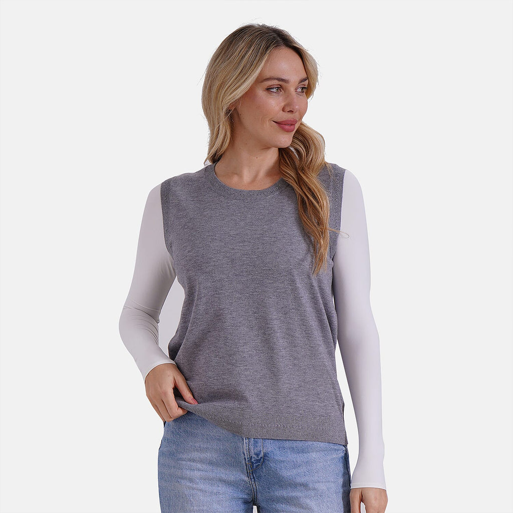 La Marey Casual Round Neck Knitted Vest (Size XXL) - Gray
