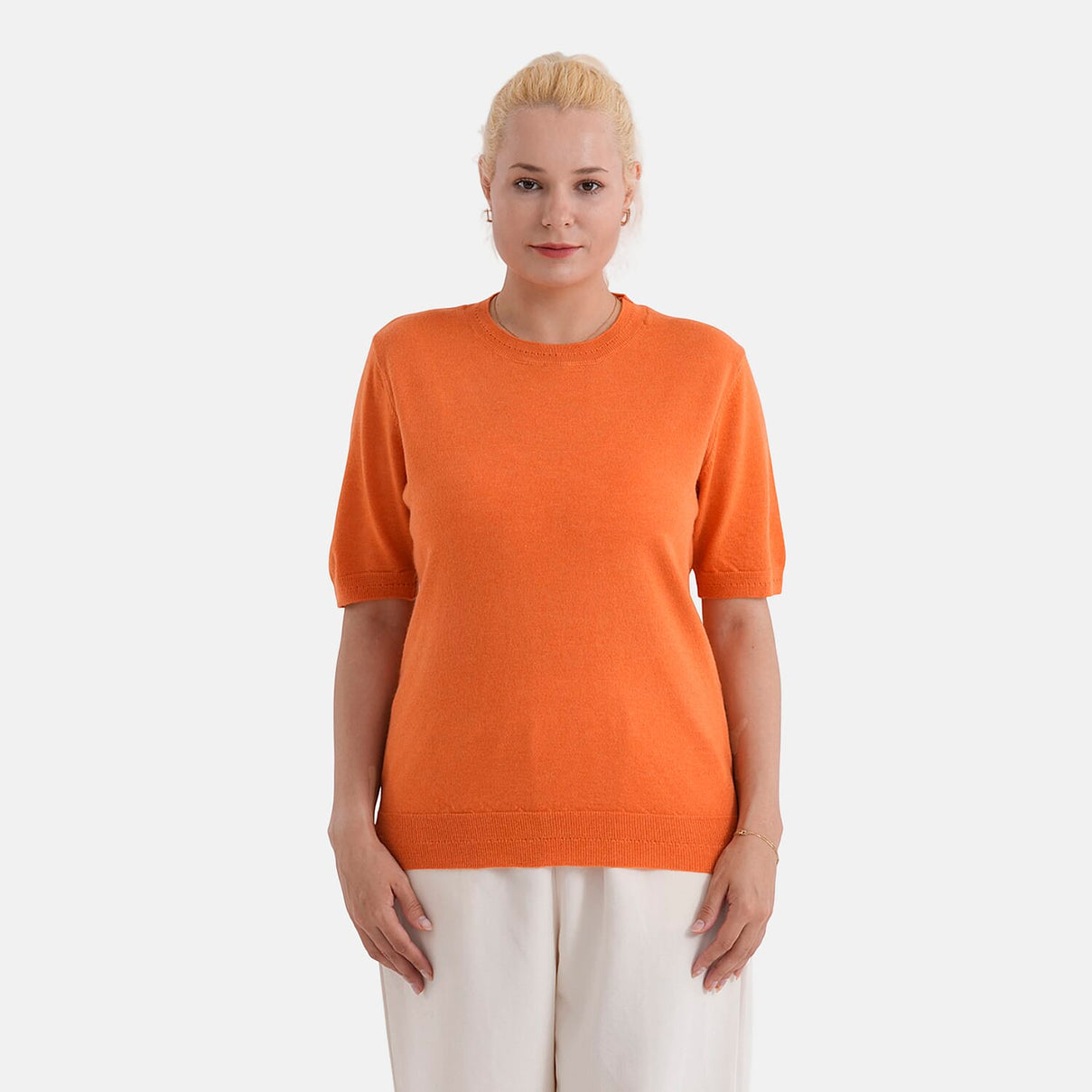 La Marey Summer Knit Short Sleeve Top (Size L, Fit 16 To 18) - Orange V32520250 0