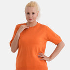 La Marey Summer Knit Short Sleeve Top (Size L, Fit 16 To 18) - Orange