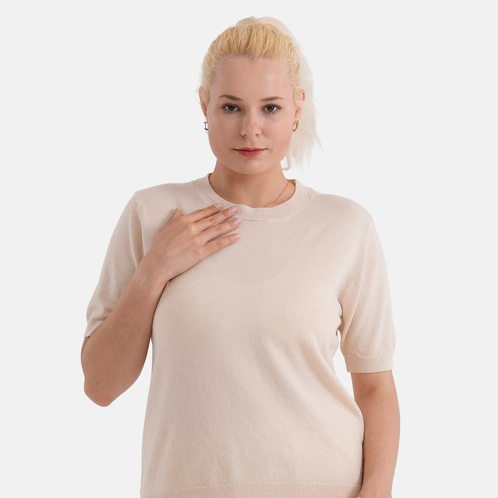 La Marey Summer Knit Short Sleeve Top (Size L, Fit 16 To 18) - Yellow