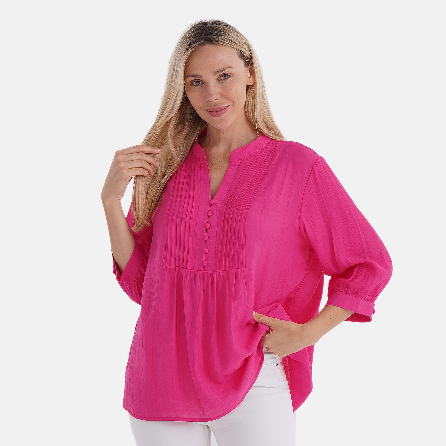 La Marey Pintuck Button Blouse (Size 16 to 18) - Pink 8106598 5