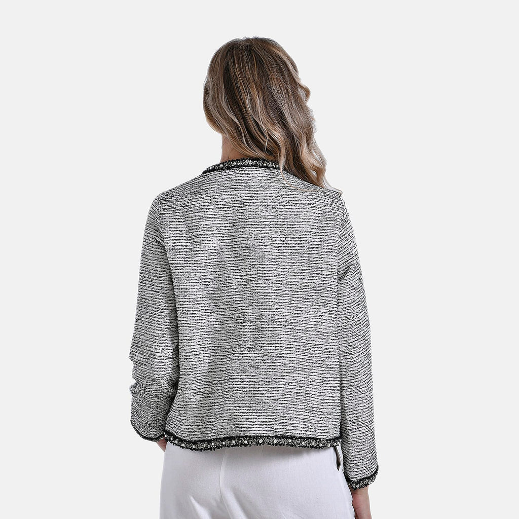 La Marey Plaid Pattern Classic Twill Jacket (Size L) - White Base with Black