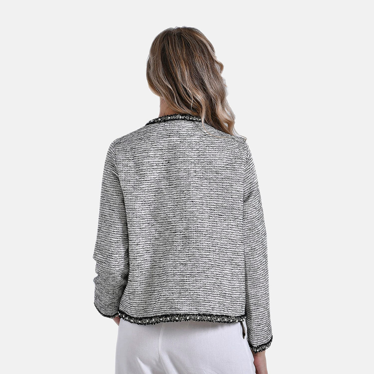 La Marey Plaid Pattern Classic Twill Jacket (Size L) - White Base with Black 7932559 2