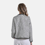 La Marey Plaid Pattern Classic Twill Jacket (Size L) - White Base with Black