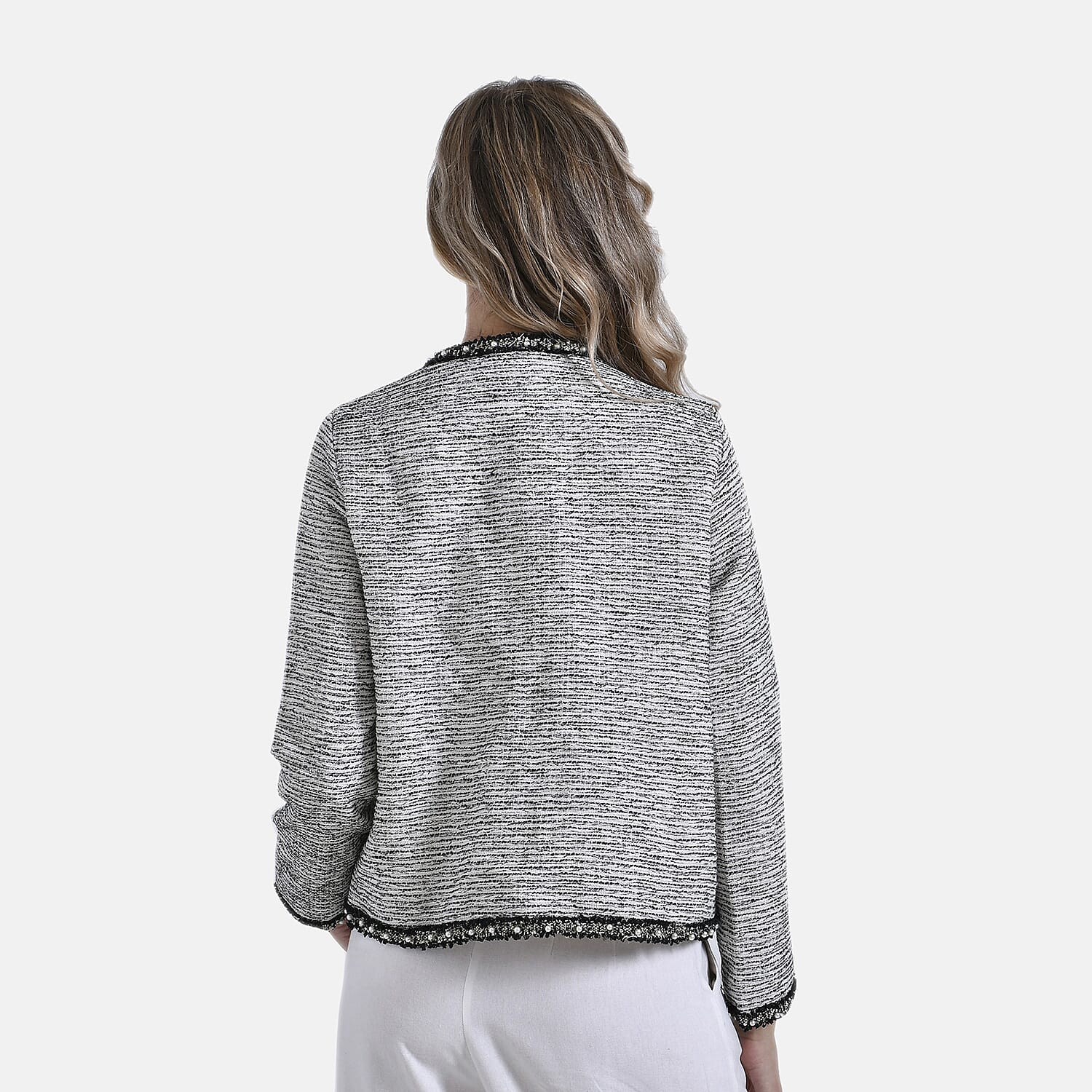La Marey Plaid Pattern Classic Twill Jacket (Size L) - White Base with Black 7932559 2