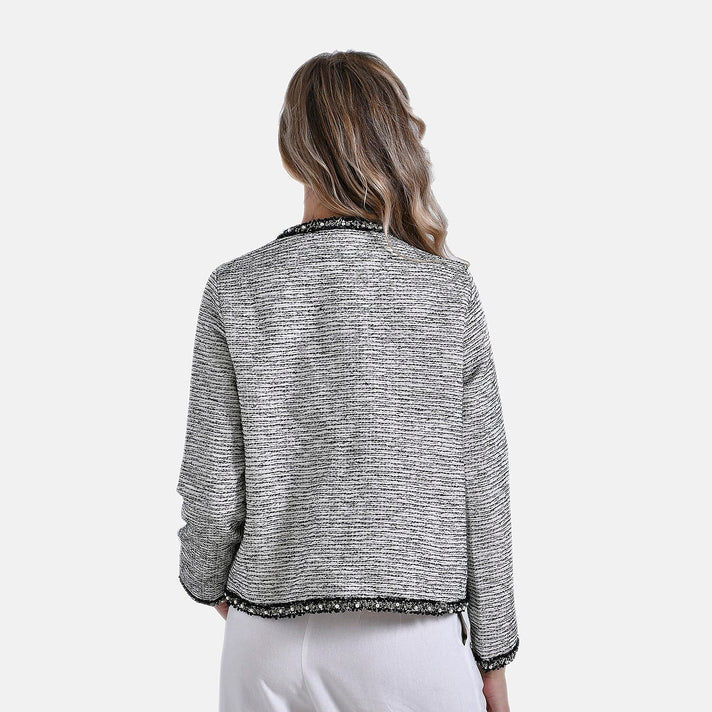 La Marey Plaid Pattern Classic Twill Jacket (Size L) - White Base with Black 7932559 2