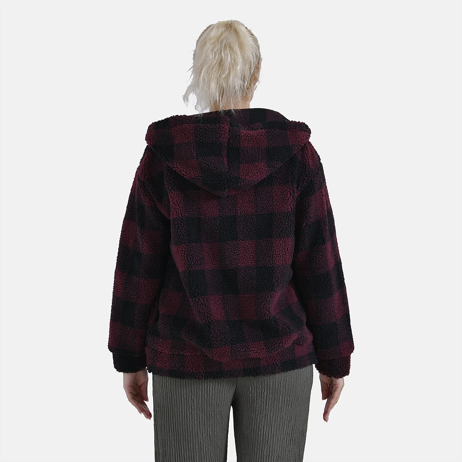 La Marey Plaid Plush Coat With Hood (Size 16 to 18) - Red 7854551 2