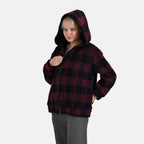La Marey Plaid Plush Coat With Hood (Size 16 to 18) - Red