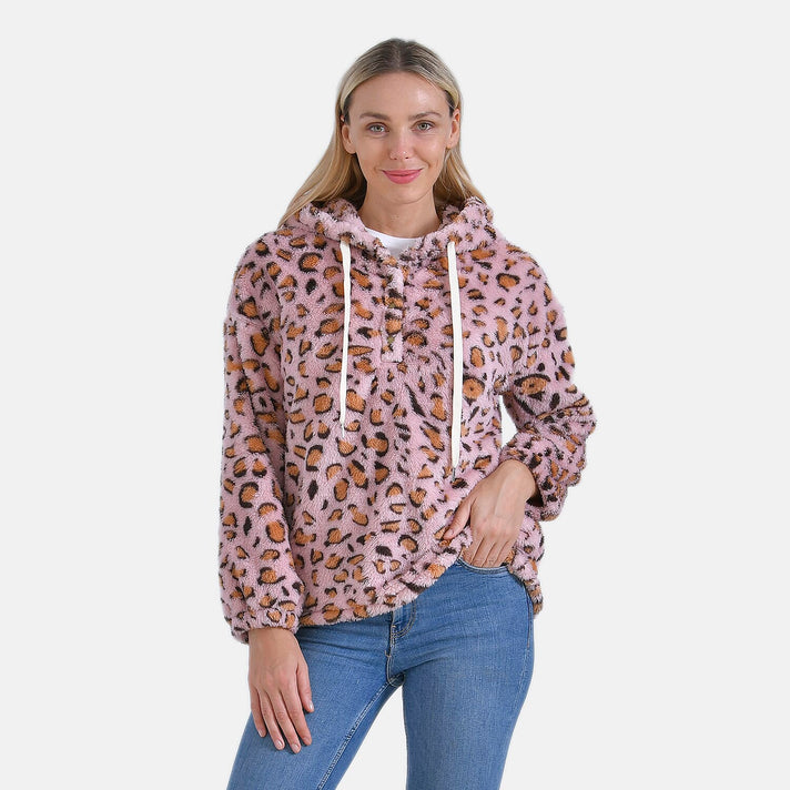 La Marey Plush Leopard Print Hoodie - L 7854466 1