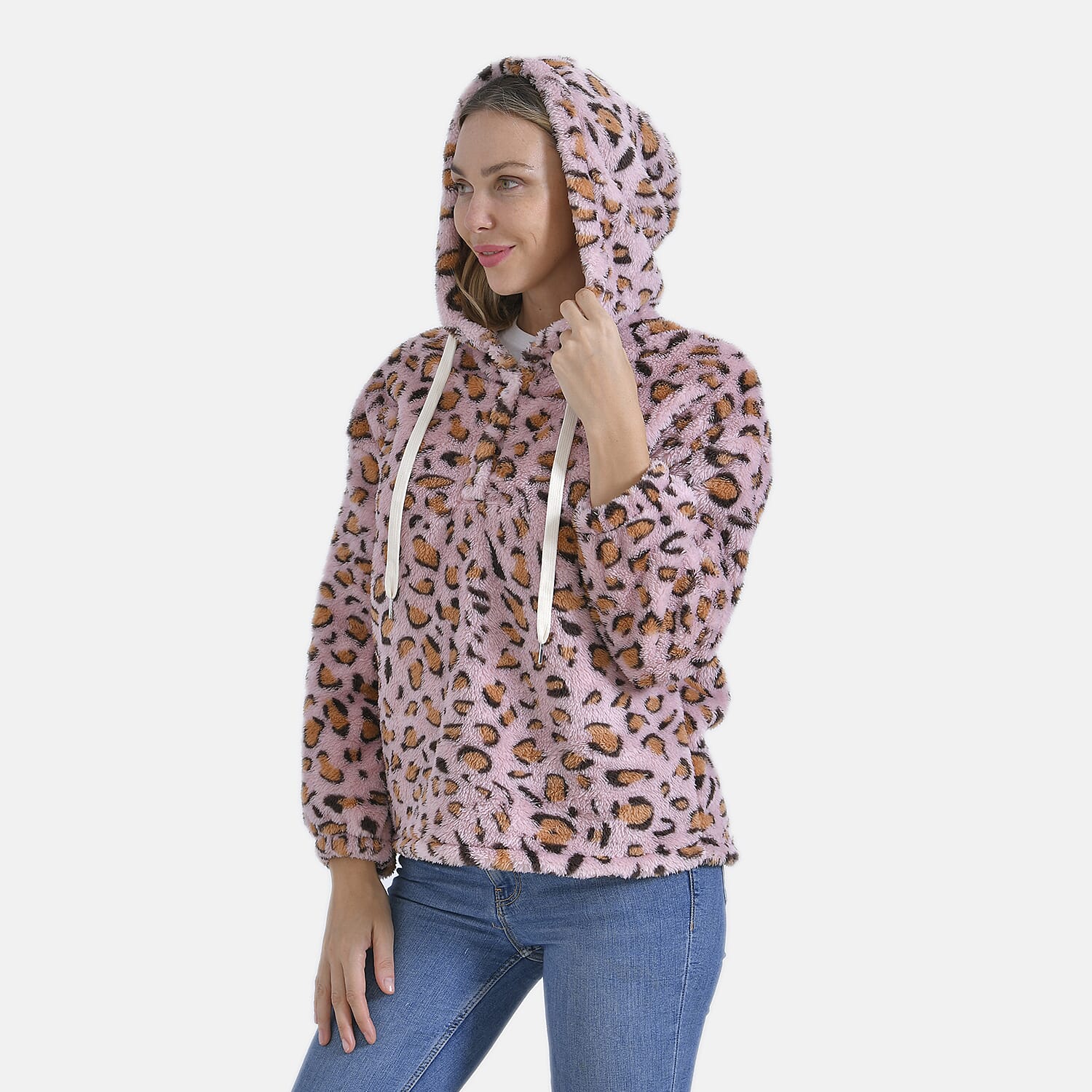 La Marey Plush Leopard Print Hoodie - L 7854466 3