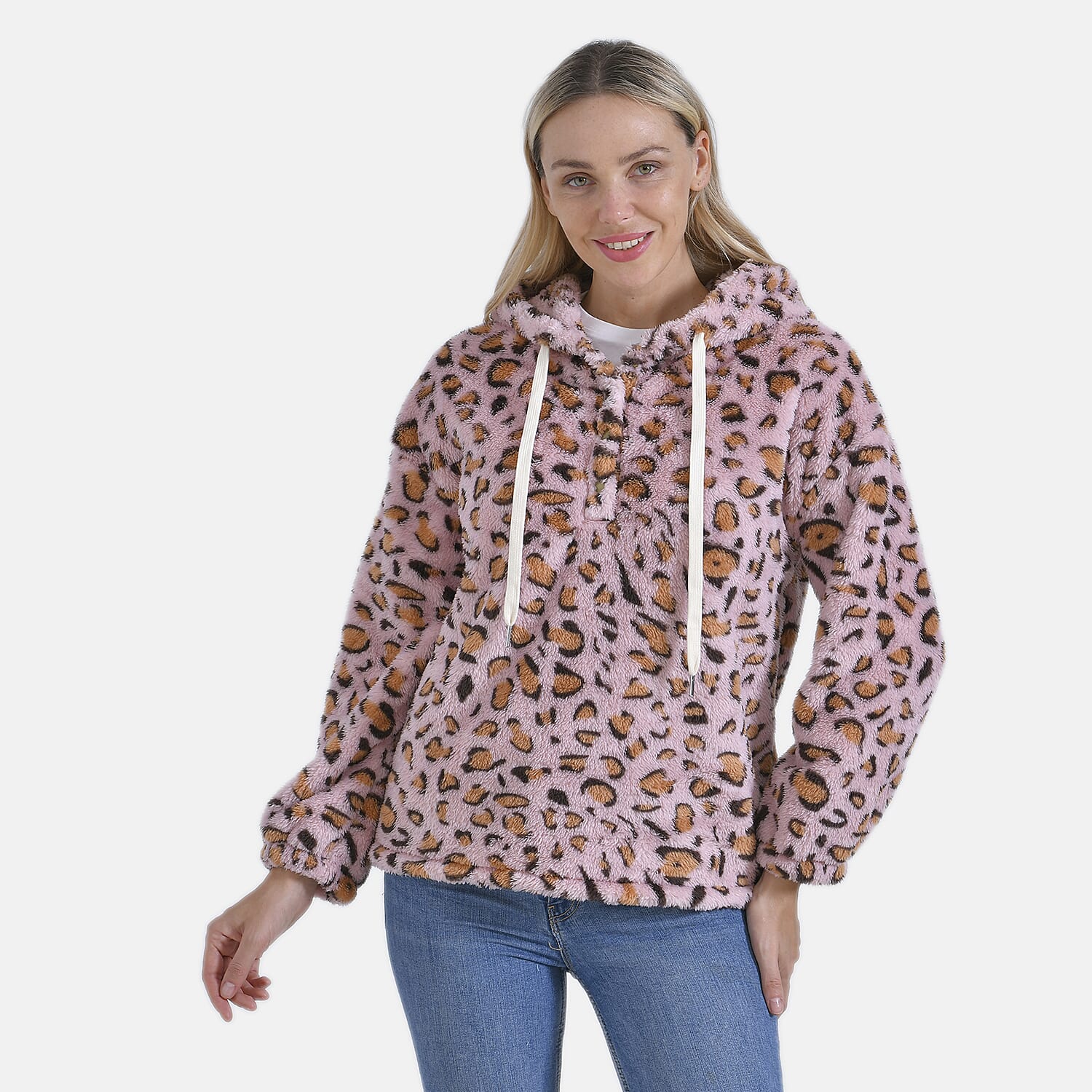 La Marey Plush Leopard Print Hoodie - L 7854466 5