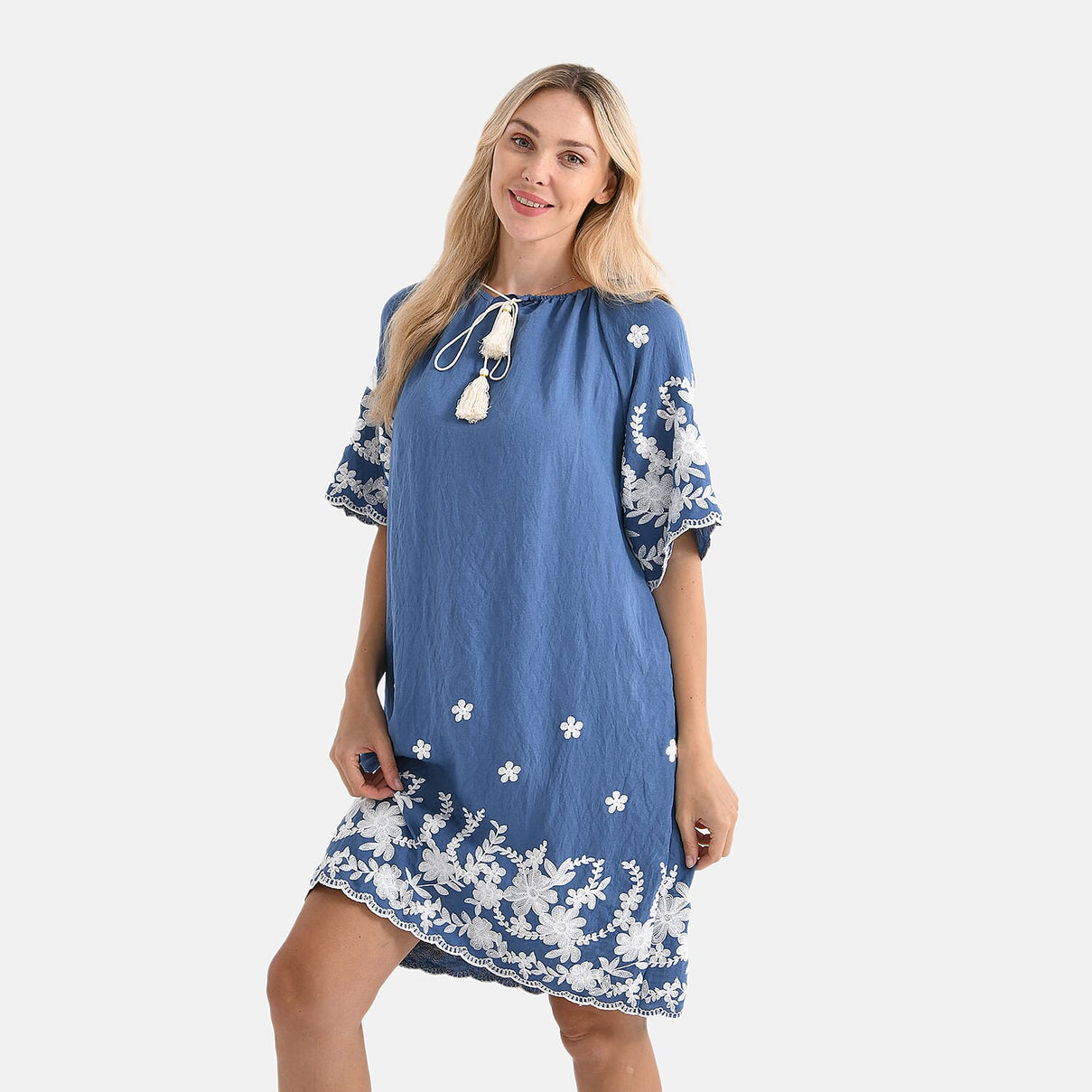 LA MAREY Cotton Blend Embroidered Dress 8110337 3