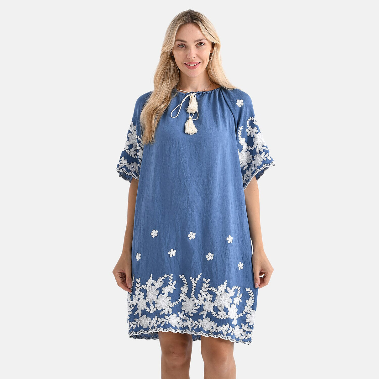 LA MAREY Cotton Blend Embroidered Dress 8110337 4
