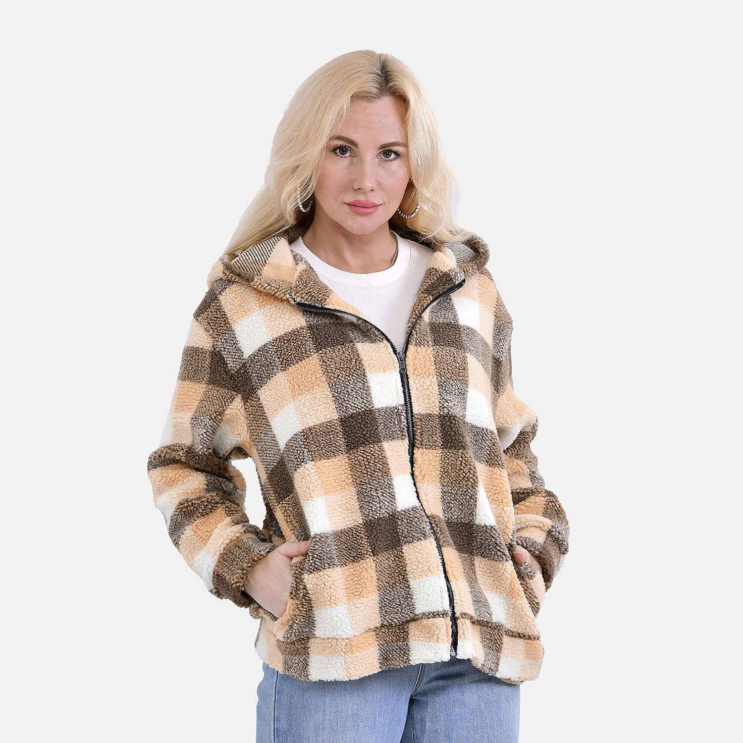La Marey Super Soft Checker Borg Fleece Jacket 7857486 0