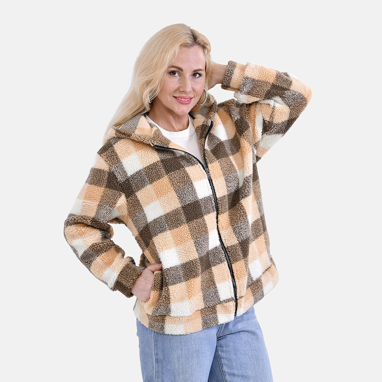 La Marey Super Soft Checker Borg Fleece Jacket 7857486 3