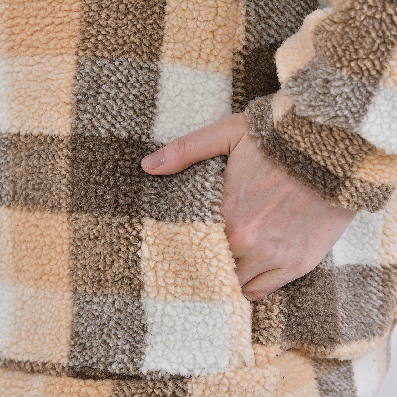 La Marey Super Soft Checker Borg Fleece Jacket 7857486 6