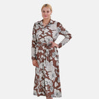 La Marey Floral Dress (Size L 16 TO 18) - Brown & Brown