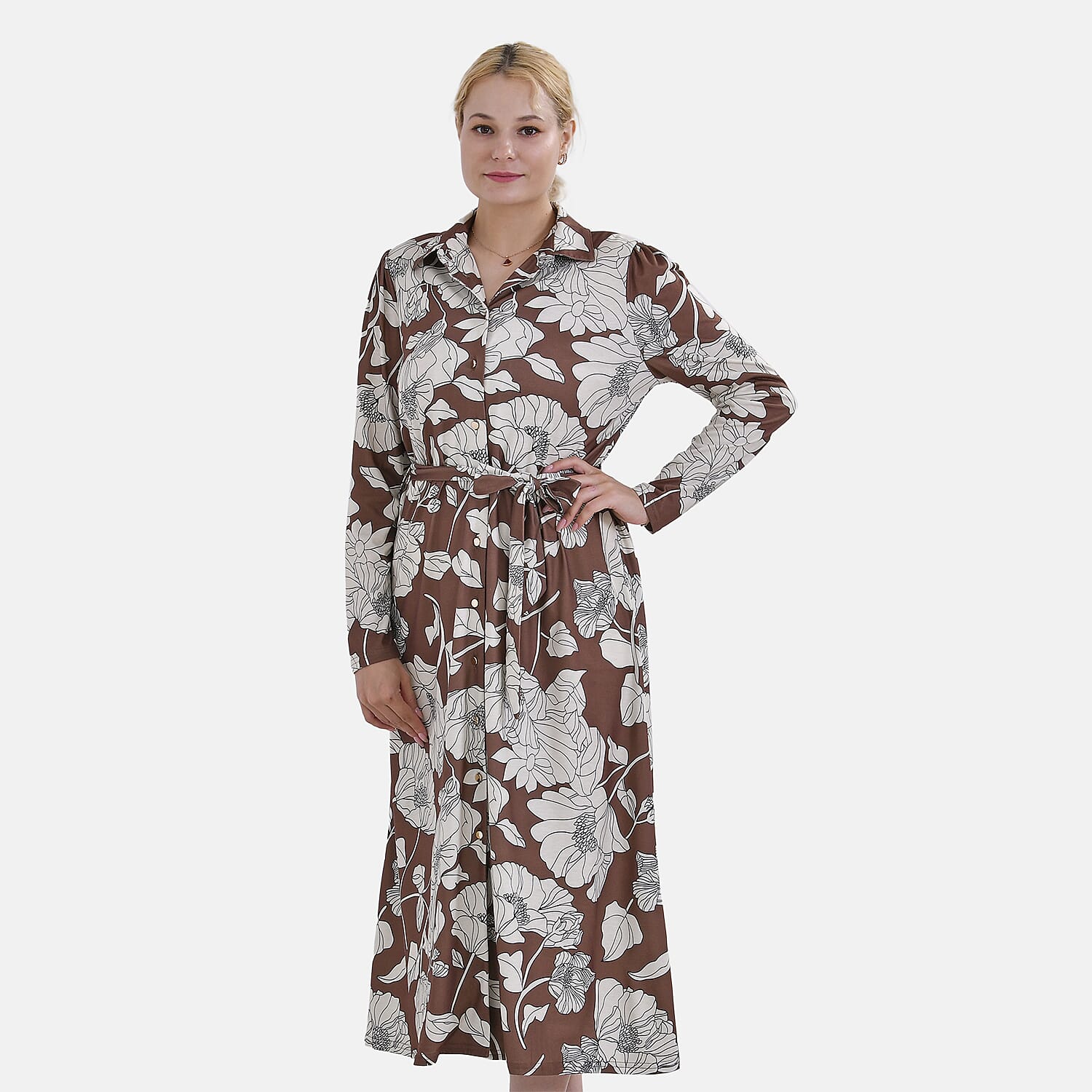 La Marey Patterned Jersey Midi Dress with Waistband 7703855 0